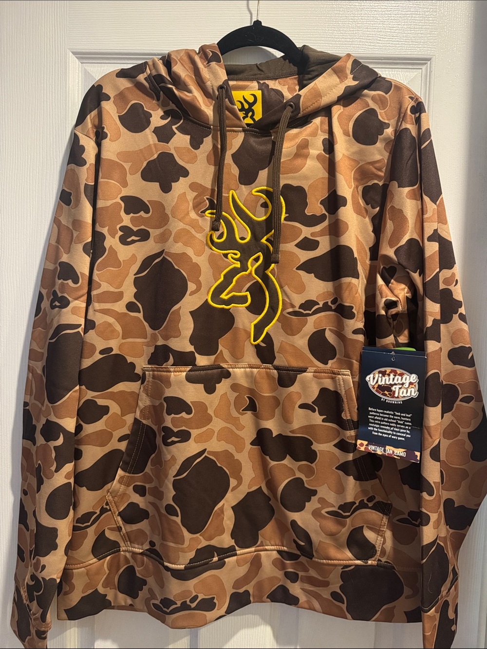 Browning Camouflage Tan Jacket with Yellow & Black Tag
